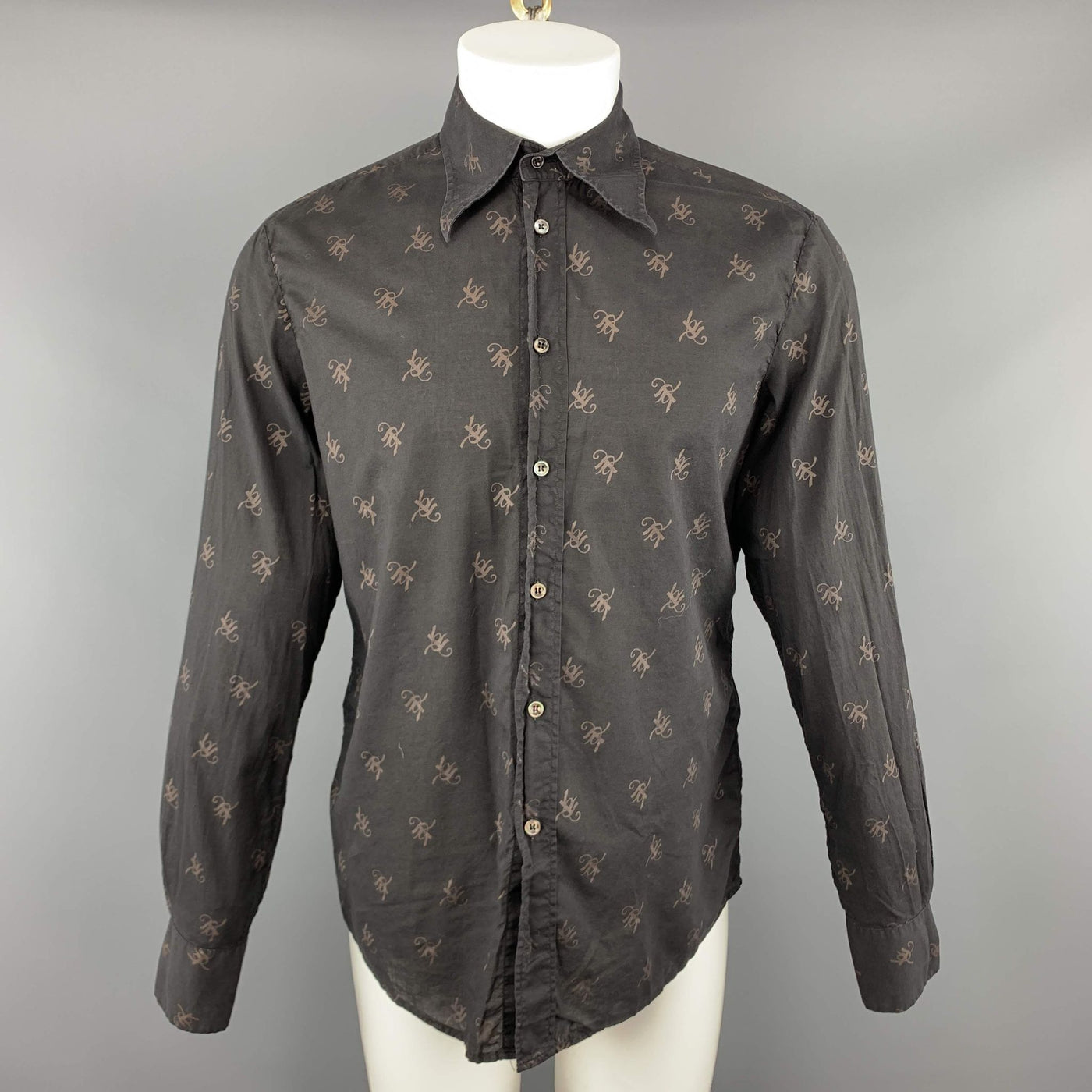MAISON MARTIN MARGIELA Size M Cotton Black & Beige Long Sleeve Shirt