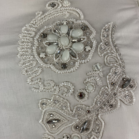 ROBERTO CAVALLI Size XXL White Cotton Beaded Rhinestone Floral Dress Shirt