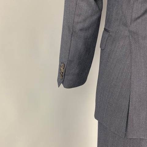 SALVATORE FERRAGAMO Size 38 Navy Stripe Wool Notch Lapel Suit
