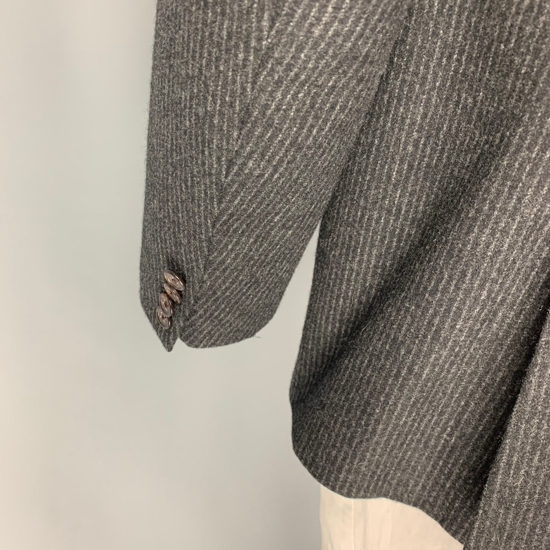 POLO by RALPH LAUREN 42 Long Charcoal Pinstripe Wool / Cashmere Notch Lapel  Suit