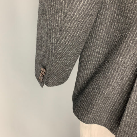 POLO by RALPH LAUREN 42 Long Charcoal Pinstripe Wool / Cashmere Notch Lapel  Suit