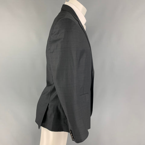 BAND OF OUTSIDERS Size 44 Charcoal Navy Plaid Wool Notch Lapel Sport Coat