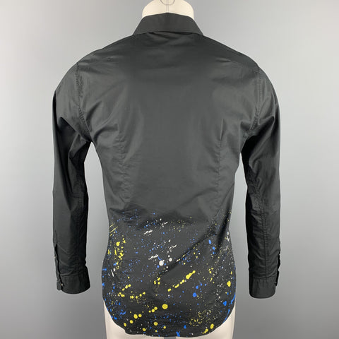 GUILD PRIME Size S Black Splattered Cotton Button Up Long Sleeve Shirt