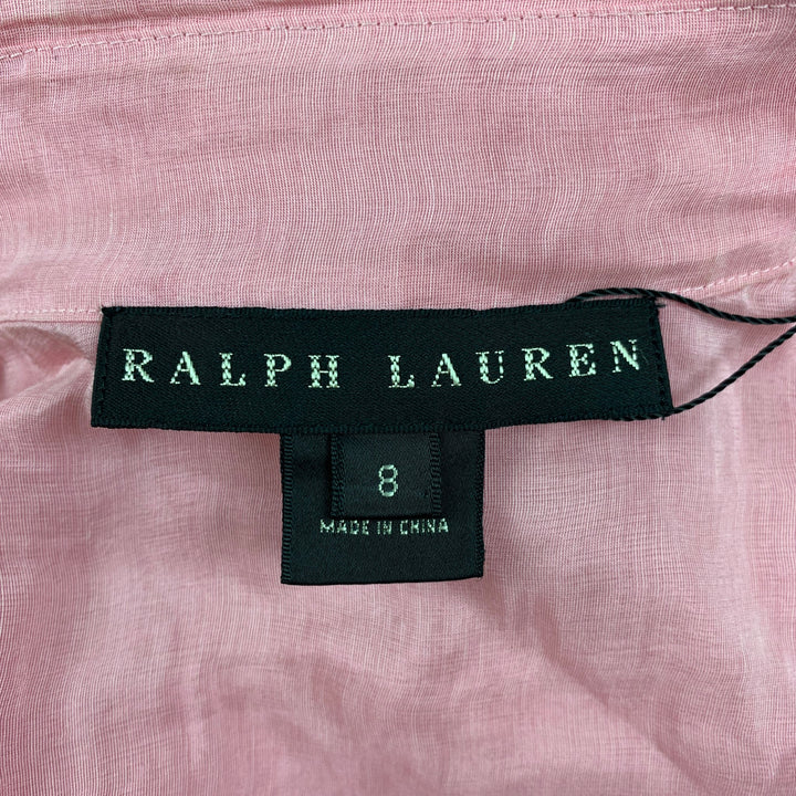 RALPH LAUREN Black Label Size 8 Pink Ruffled Short Sleeve Blouse