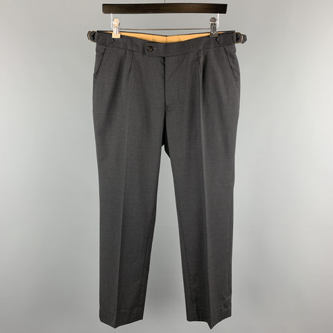 PHINEAS COLE Size 32 Charcoal Solid Wool Zip Fly Dress Pants