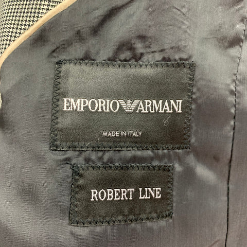 EMPORIO ARMANI Taille 38 Manteau de sport en laine Mohair Glenplaid noir blanc