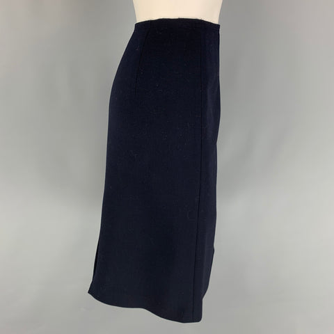 PRADA Falda lápiz de mezcla de lana azul marino talla 8