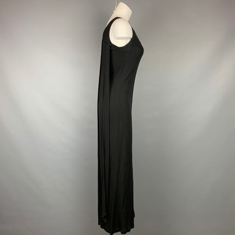 DROZDZIK Size S Black Rayon Cocktail Long Shift Dress