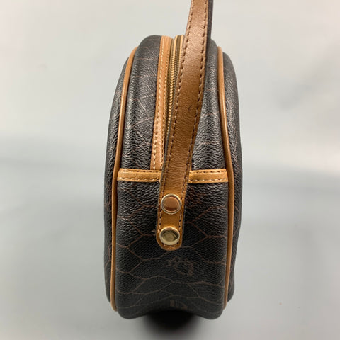 Sac à main vintage en toile enduite de nid d'abeille marron et beige CHRISTIAN DIOR