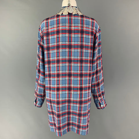 MARC JACOBS Size 4 Blue Red White Silk Plaid Button Up Shirt