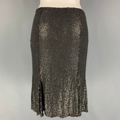NAEEM KHAN Falda tulipán con lentejuelas color carbón negro talla 4