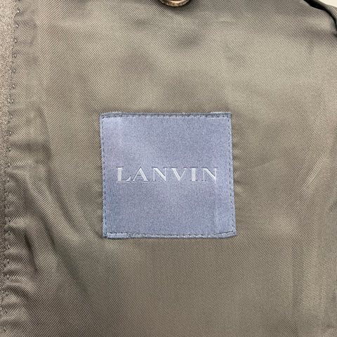LANVIN Size 38 Regular Black Textured Silk / Polyester Peak Lapel Sport Coat