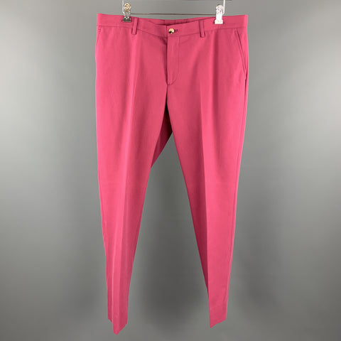 ETRO Talla 38 Pantalones casuales con bragueta y cremallera de piqué de mezcla de algodón sólido rosa apagado