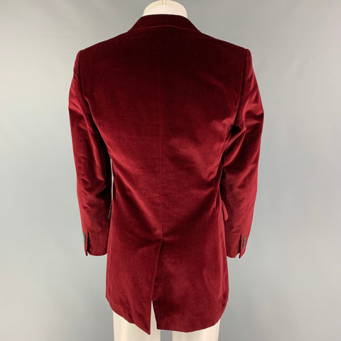 GIVENCHY Size 38 Burgundy Cotton Velvet Notch Lapel Sport Coat