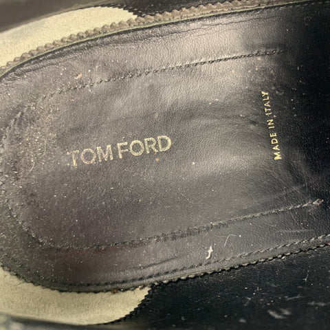 TOM FORD Zapatos con cordones y blucher con punta dividida de cuero negro Talla 11
