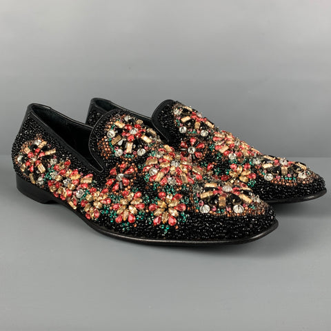DONALD J PLINER SIGNATURE Size 9.5 Multi-Color Encrusted Leather Slip On Loafers