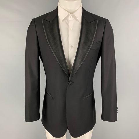 SUIT SUPPLY Size 38 Black Wool Tuxedo Sport Coat