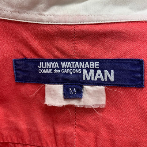 JUNYA WATANABE Size M Red White Solid Cotton Club Collar Long Sleeve Shirt