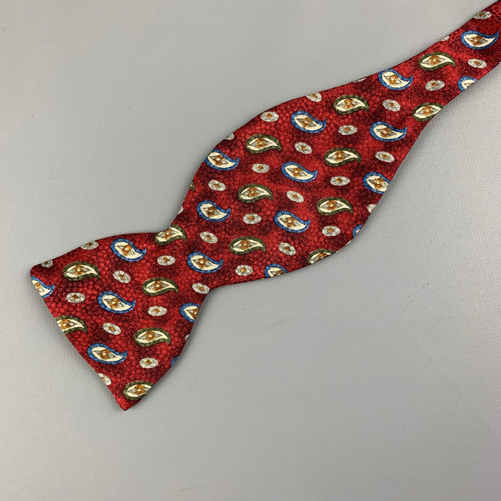 CARROT & GIBBS Red Paisley Silk Self Tie Bow Tie