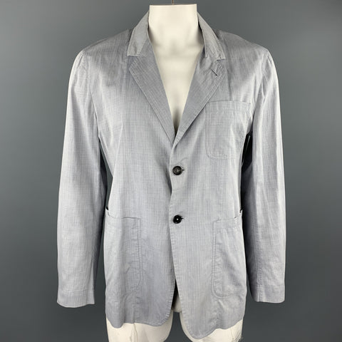 YVES SAINT LAURENT Size 44 Grey Window Pane Cotton Light Weight Sport Coat