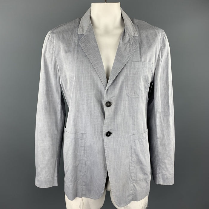 YVES SAINT LAURENT Size 44 Grey Window Pane Cotton Light Weight Sport Coat