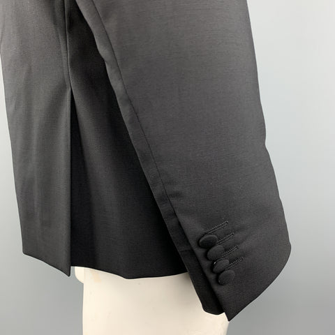 PAUL SMITH Size 44 Black Wool / Elastane Tuxedo Sequined Notch Lapel Sport Coat