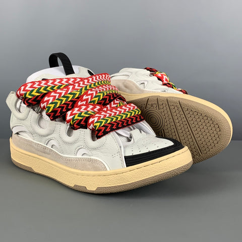 LANVIN Taille 9 Baskets en cuir blanc noir