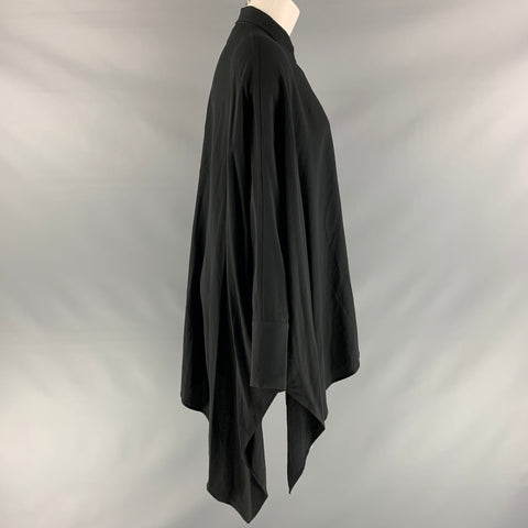 M MISSONI Talla 4 Blusa extragrande de seda y acetato liso negro