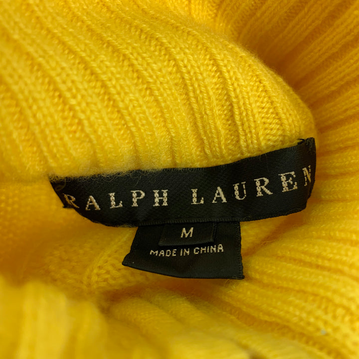 RALPH LAUREN Size M Yellow Cashmere Cable Turtleneck Sweater