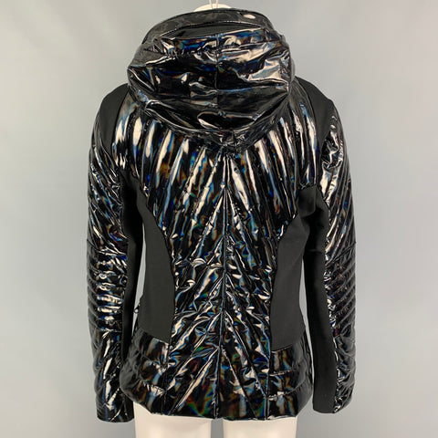 BLANC NOIR Size M Black Polyeurethane Quilted Zip Up Jacket