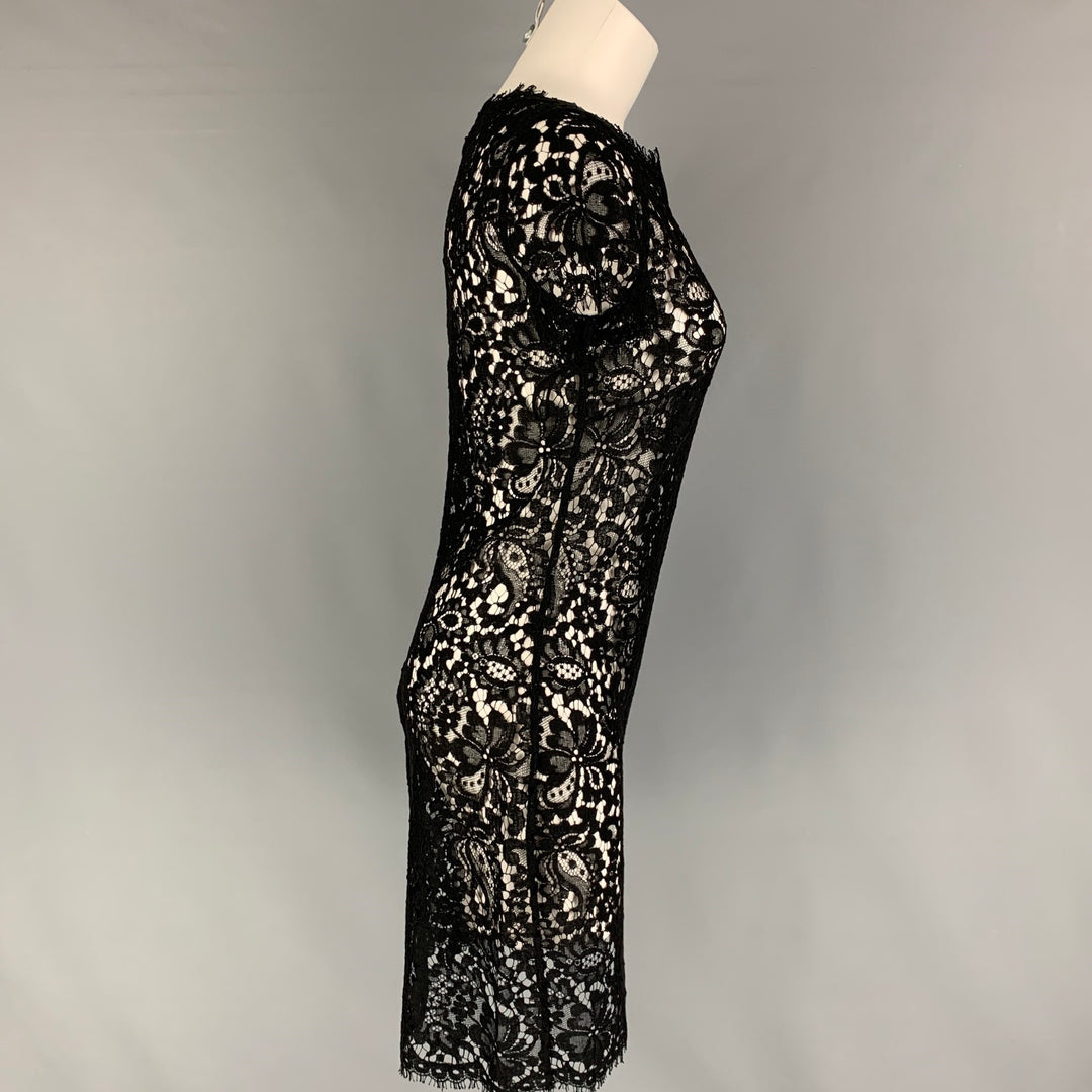 RALPH LAUREN Black Label Size 10 Black Cotton Blend See Through Short Sleeve Dress