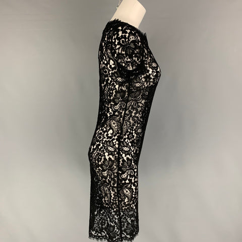 RALPH LAUREN Black Label Taille 10 Mélange de coton noir Voir à travers la robe à manches courtes