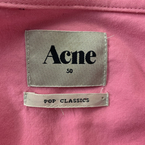 ACNE Size M Pink Solid Cotton &  Viscose Snaps Long Sleeve Shirt