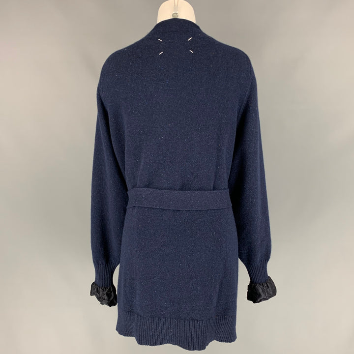 MAISON MARGIELA Size XS Navy Knitted Wool Belted Oversized Coat