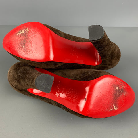 CHRISTIAN LOUBOUTIN Talla 6 Zapatos de tacón con plataforma de ante marrón