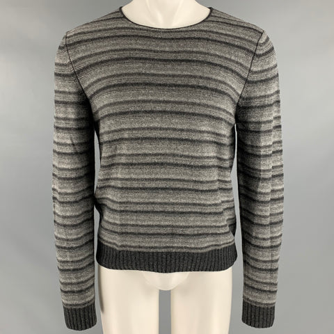 ERMENEGILDO ZEGNA Size M Grey Stripe Cotton Blend Pullover