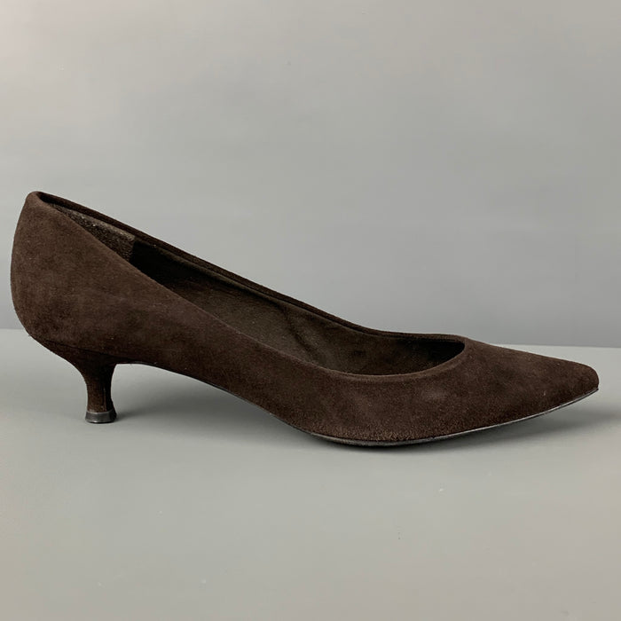 STUART WEITZMAN Taille 9,5 Escarpins à talons chaton en daim marron