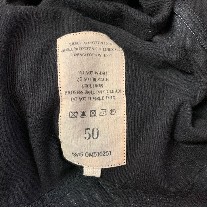 ZIGGY CHEN S/S 15 Talla M Camiseta de manga corta de tejidos mixtos de algodón/lino gris y negro