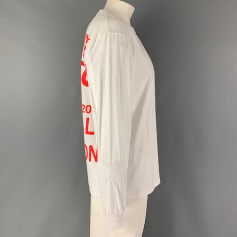 SAINT PABLO Size L White & Red Graphic Cotton Crew-Neck T-shirt