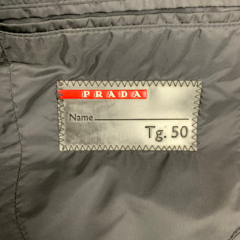 PRADA Size US 40 Black Nylon Notch Lapel Sport Coat Jacket