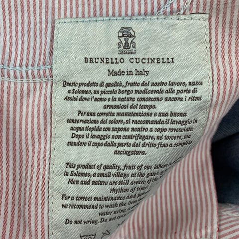 BRUNELLO CUCINELLI Size 34 Blue Washed Cotton Button Fly Jeans