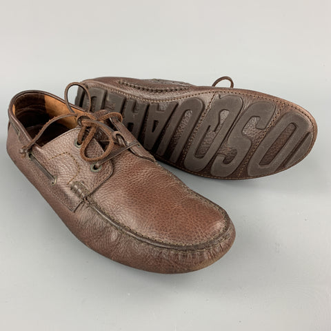 DSQUARED2 Size 10 Brown Leather Driver Sole  Loafers
