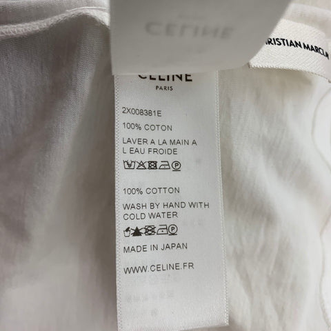 CELINE Size S White Black Cotton Graphic Short Sleeve T-Shirt