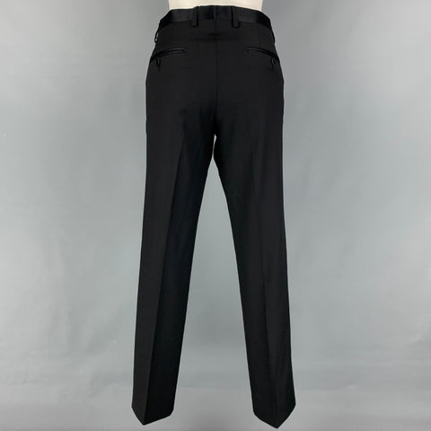 DOLCE & GABBANA Size 36 Black Wool Blend Notch Lapel Tuxedo 3 Piece Suit