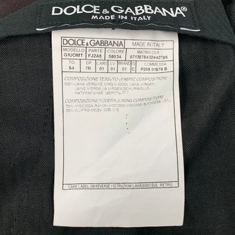 DOLCE & GABBANA Size 38 Black Burgundy Wood Effect Virgin Wool Flat Front Dress Pants
