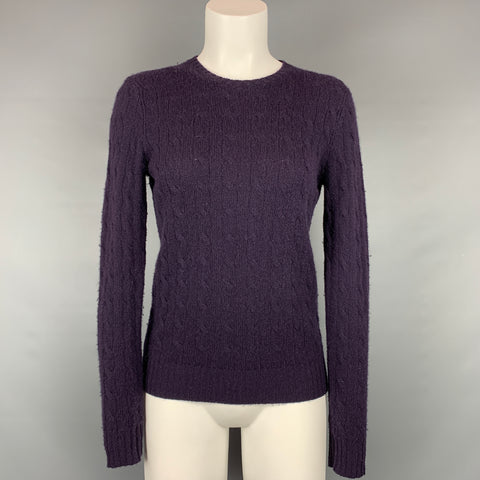 RALPH LAUREN Black Label Taille M Pull coupe slim en cachemire torsadé aubergine