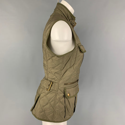 RALPH LAUREN Blue Label Size L Olive Polyester Zip Up Vest