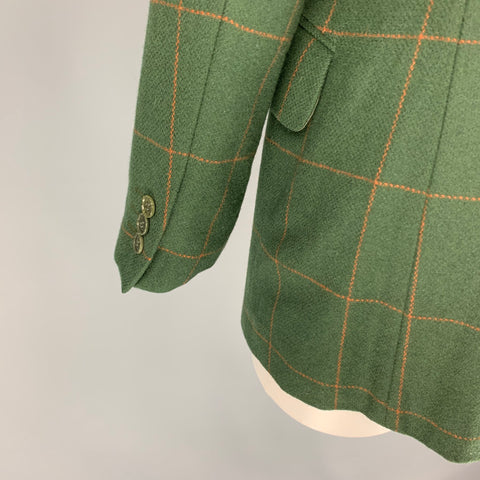 CHEAP and CHIC by MOSCHINO Size 10 Green Orange Virgin Wool Windowpane Jacket Blazer