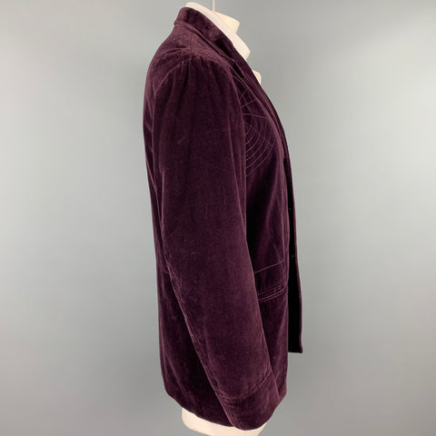 JOHN BARTLETT Size 42 Purple Stitched Cotton Notch Lapel Sport Coat