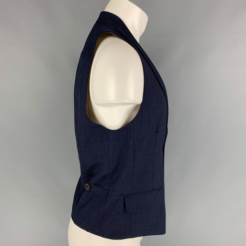 BRUNELLO CUCINELLI Size 40 Navy Wool Side Tabs Vest